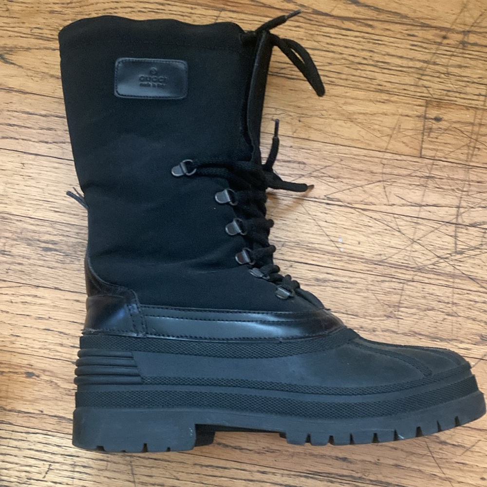 Rare Gucci Vintage Black Snow Boots Lace-up Size 37 - Picture 11 of 12